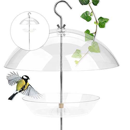 WILDLIFE FRIEND I Vogelfutterspender mit Steckstab – inkl. Aufhängung, Transparente Vogelfutterglocke, Vogel-Futterhaus I Futterspender für Wildvögel – Ideal für Balkon & Garten
