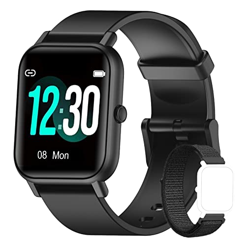 Blackview Smartwatch R3 Herren Damen Fitnessuhr,1,3 Zoll Smart Watch, Armbanduhr mit Pulsmesser Schlafmonitor Musiksteuerung SpO2,Schrittzähler Uhr Sportuhr, Aktivitätstracker für Android iOS,Schwarz