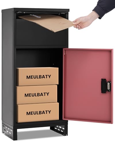 Einfache Installation I Meulbaty-Paketbox rostfrei und massiv | 3 Buchstaben Passwortsperre | Bodenmontage | Paketbriefkasten, Paketbox, Parcel-Box draußen groß, Briefkasten mit Paketfach