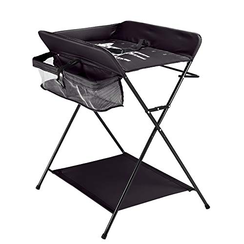 ERnonde Wickeltisch Badewanne, Klappbare Wickelstation, Mobil Wickelkommode, 3 Fächern Baby Wickeltisch, Wickelauflage Für Babys bis 12 Monaten(Schwarz)