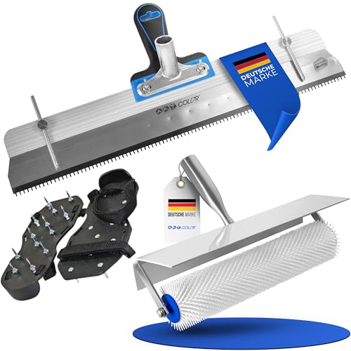 Rakel-Set für Bodenbeschichtung & Ausgleichsmasse - Stehrakel, 50cm Entlüftungswalze und Nagelschuhe