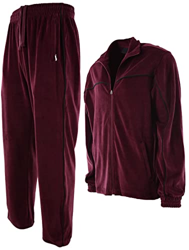 ChoiceApparel Herren-Trainingsanzug aus Velours mit Reißverschlusstaschen, 204-Burgunderrot, 4X-Large