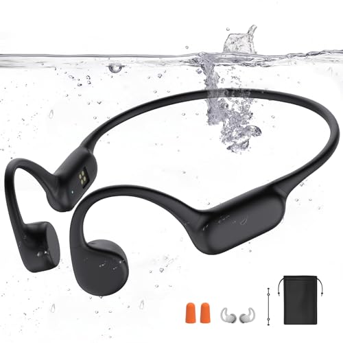 Kopfhörer Schwimmen, Knochenschall Kopfhörer Bluetooth 5.4, IPX8 Wasserdicht kopfhörer,32G-Speicher Sport Kopfhörer , Unterwasser-Kopfhörer mit MP3-Player,Open Ear Kopfhörer für Schwimmen Laufen