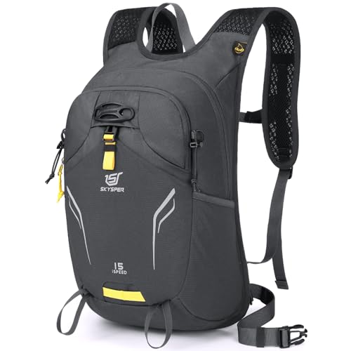 SKYSPER Wanderrucksack 15L leicht Wandern Rucksäcke kleiner Tagesrucksack Fahrradrucksack mit Helmhalter