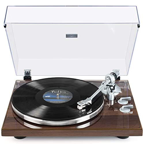 SeeYing Plattenspieler mit Riemenantrieb Bluetooth Vinyl-Schallplattenspieler 33 oder 45 U/min mit Phono Vorverstärker Magnetkartusche und Gegengewicht Drahtlose Ausgangskonnektivität