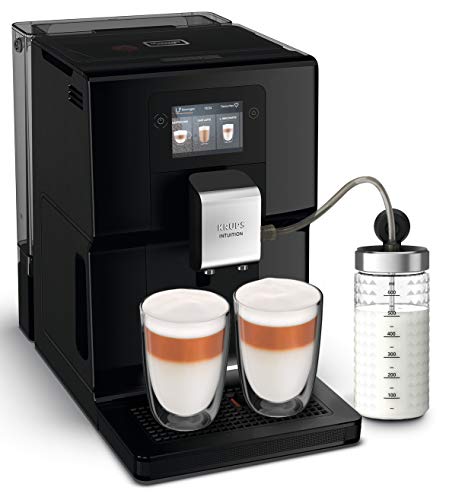 Krups Intuition Preference Kaffeevollautomat mit Milchschlauch, 11 Getränke, Personalisierung, 2-Tassen-Funktion, Kaffeemaschine, Schwarz, EA872810