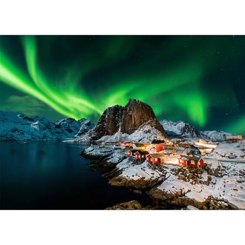 Puzzle 1000 Teile,Puzzle Erwachsene, Impossible Puzzle, Geschicklichkeitsspiel für die ganze Familie,Puzzle farbenfrohes Legespiel-Norwegen Aurora Borealis.Home Dekoration Puzzle.