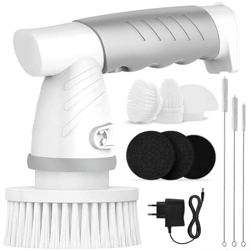 Elektrische Reinigungsbürste Upgraded schrubber Bürste 360°Spin Scrubber mit 5 austauschbare Bürstenköpfe für Badzimmer Fliesen,350RPM Motor reinigungsbürste,ideal für Fliesen Waschbecken und Auto