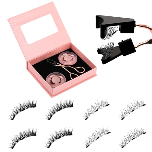 Magnetische Wimpern - 2 Paare Natürlich Look Magnet Wimpern - Wiederverwendbare 3D Magnetic Lashes Ohne Eyeliner Oder Kleber- Magnetwimpern mit Applikator