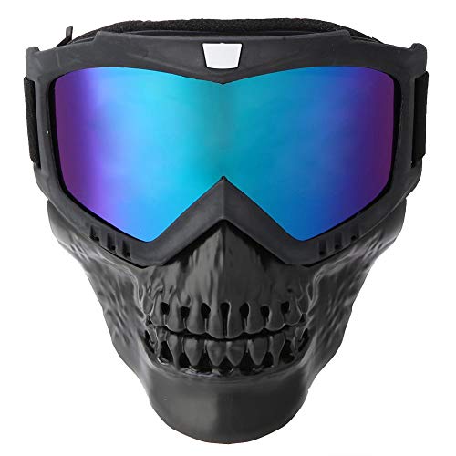 Keenso Motorrad Maskenbrille, Unisex Outdoor Abnehmbare Motorradbrille Helm Maske Skibrille Sport Motorrad Racing Augenschutzbrille(Bunt)