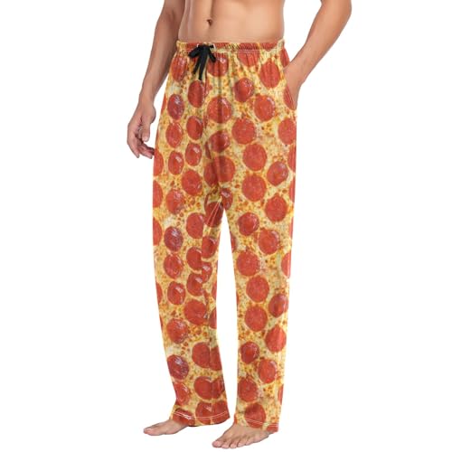 Pyjamahose für Herren Original Pepperoni Pizza Herren Separate Hose Loungehose Relaxed Sleep Pant, Mehrfarbig, Large