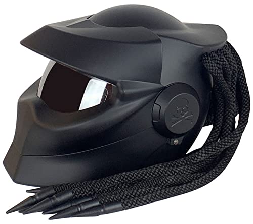 Motorrad-Integralhelm Front-klapphelm Mit Sonnenblende Zöpfe Warnlichter ECE-Zulassung Personalisierte Motorradhelme Männer Frauen Erwachsene Offroad Cruiser Chopper 1,M(57-58CM)