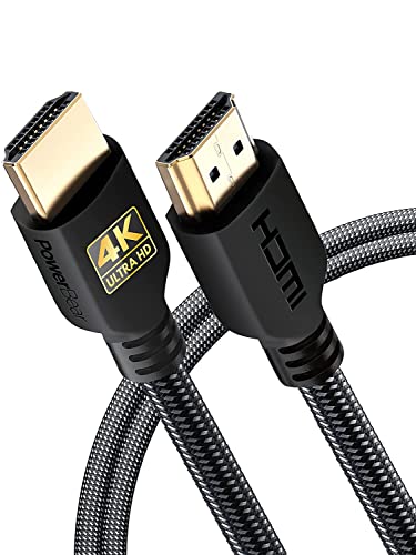 PowerBear Câble HDMI 4K de 2 m | Haute vitesse, en nylon tressé et connecteurs plaqués or, 4K @ 60Hz, Ultra HD, 2K, 1080P, compatibilité ARC & CL3 | pour ordinateur portable et bien plus encore