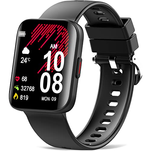 Smartwatch Herren Damen, 1.69' Gekrümmter Bildschirm fitnessuhr mit Pulsuhr Schlafmonitor, Herzfrequenz, Schrittzähler, 22+ Sportmodi Fitness Armbanduhr, IP68 Wasserdicht Smart Watch für Android iOS