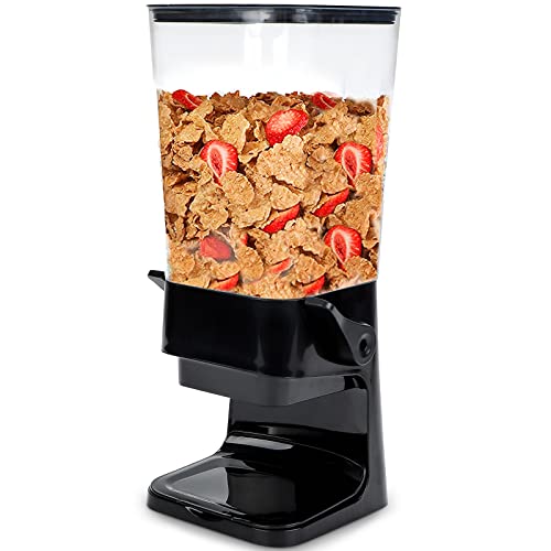 Tokokimo Müslispender, Zerkleinert Keine Cerealien Beim Ausgeben, Wandmontage Cereal Dispenser für Cornflakes, Pasta und Trockenfutter für Hunde, HBT: 42x16x16cm, 5L, Schwarz - 1 Pièces