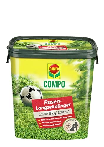 COMPO Rasendünger mit 3 Monaten Langzeitwirkung - Frühjahr - Rasendünger - COMPO Rasen-Langzeitdünger - 8 kg für 320 m²