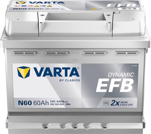 Varta Blue Dynamic EFB N60, 60 Ah 640 A, kompatible mit PKW, lithium metal