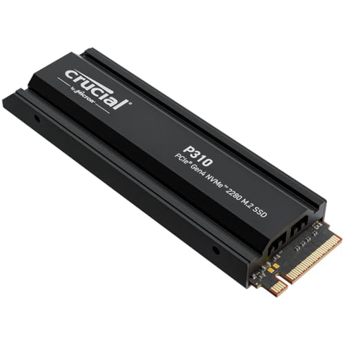 Crucial P310 SSD 2TB PCIe Gen4 NVMe M.2 Interne PS5 SSD Festplatte mit Kühlkörper, bis 7100 MB/s, Gaming für PS5, Desktop PC, SSD Festplatte - CT2000P310SSD5-01