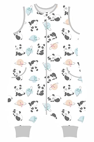 Teechodina Baby Schlafsack mit Füßen 100% Baumwolle 1.5 Tog Kinder Ganzjahres Schlafsack mit Beinen Sommer Schlafanzug für Jungen und Mädchen, Panda Planet/1.5 Tog, 70cm/Baby Höhe 80-90cm