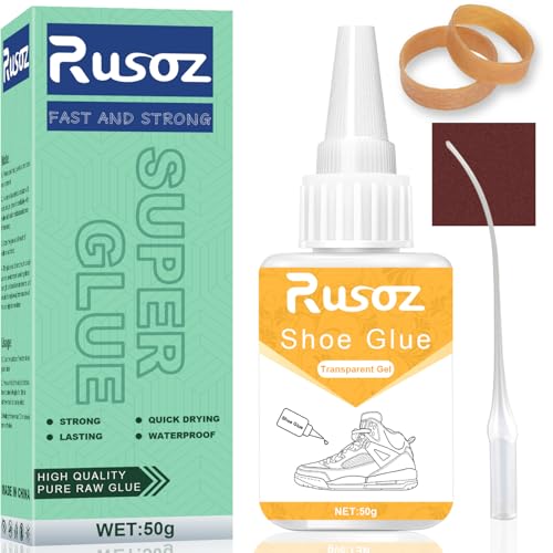 Rusoz Schuhkleber Extra Stark Wasserfest, 50g Transparent Schuhsohlenkleber Professioneller Schuhreparaturkleber Wasserdichter Kleber Schuhsohle Für Turnschuhe, Lederschuhe, Stiefel, Leder, Gummi