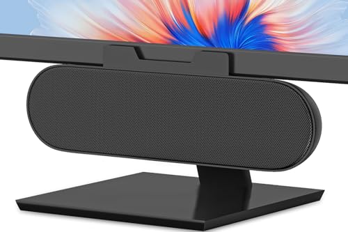 ZETIY PC Lautsprecher, USB Computer Lautsprecher mit USB-Einspeisung, Portable Mini Soundbar mit Clip-On-Design für Monitor, Desktop, Laptop, Notebook（Schwarz）