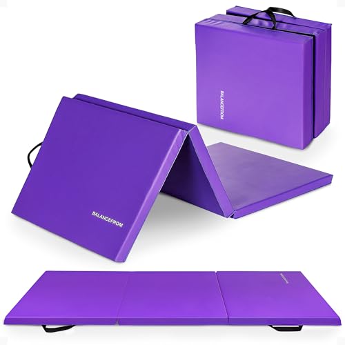 BalanceFrom 2-zoll Dicke Dreifach Faltbare Übungsmatte mit Tragegriff, Violett