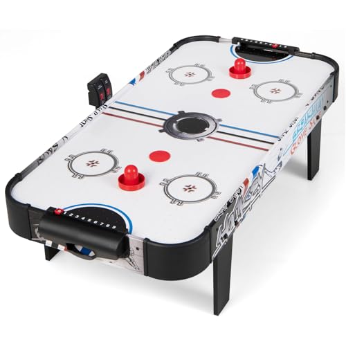COSTWAY 42'' Air Hockey Spieltisch, Airhockey Tisch mit elektronischem LED-Punktezähler, Lufthockey Eishockey, Airhockeytisch Tischhockey mit 2 Pucks 2 Griffe, 2 Ziele, 106,5 x 53,5 x 30,5 cm