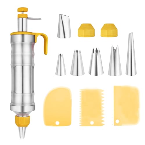 AstraLoom Profi Garnierspritze Edelstahl Set – 6 verschiedene Spritztüllen, perfekt für das Füllen von Marmelade, ideal für Cupcakes und kreative Tortendekoration