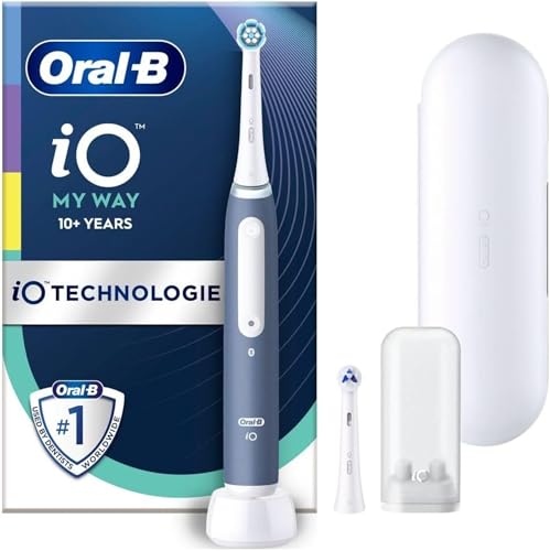 Oral-B iO My Way Elektrische Zahnbürste/Electric Toothbrush ab 10 Jahren, 4 Putzmodi für Zahnpflege, extra Aufsteckbürste für Zahnspange, 1 Reiseetui, Designed by Braun, ocean blue