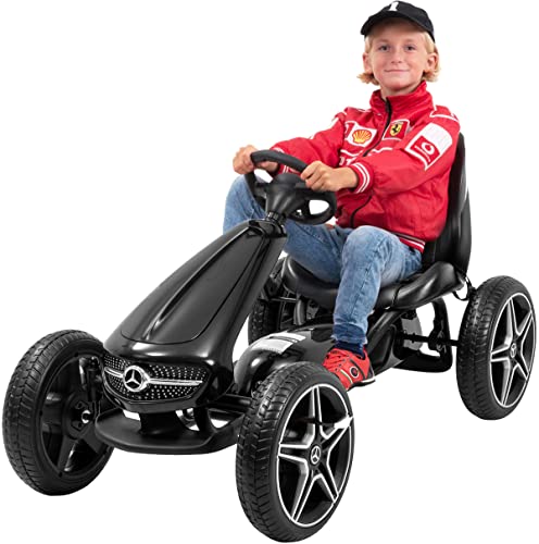 Actionbikes Motors GoKart Mercedes Dreamkart - Lizenziert - Kinder Pedal Auto - Tretauto - Cart - Kettenantrieb - Freilauf - Eva-Reifen (Dreamkart Schwarz)