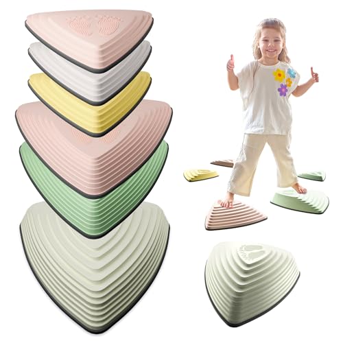 noya I Flusssteine 6er Set Balanciersteine für Kinder I Balancieren mit Fluss Hügelsteine I Hügelkuppen Stapelsteine Indoor & Outdoor Stepping Stones