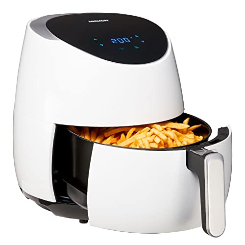 MEDION E30 XL Heißluftfritteuse mit 2000 Watt (5 Liter XXL Fassungsvermögen, Digital Display, benötigt kaum Öl, Temperaturkontrolle bis 200°C, MD 19279) weiß