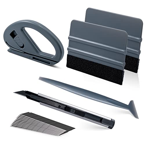 FOSHIO Auto Vinyl Werkzeug Kit Autofolie Grau Rakel Set für Tönungsfolie Auto Wrap, Folien Werkzeug Set für Wrapping, Micro Rakel, Filzrakel, Cuttermesser