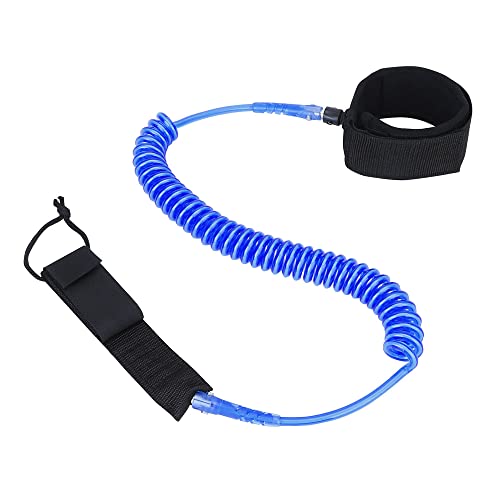 iMusi Aufgerollten SUP Leash - Premium Design for Flat & Open Water Stand Up Paddle Board - 7mm 11FT blau