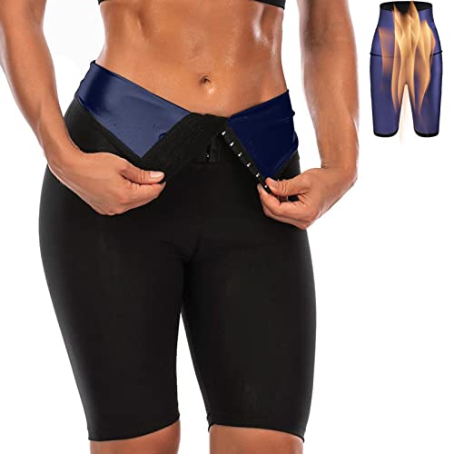 Merlvida Shorts Schwitzhose zum Abnehmen Sauna Sporthose Damen Hose Kurz Hot Thermo Sweat Hosen Schwitz Leggings High Waist Bauch Weg Sportleggins Schwitzen Body Shaper Jogginghose für Gym Laufen Yoga