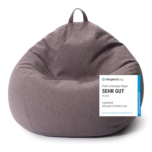 Lumaland Sitzsack Comfort Line | Indoor Beanbag 90x110x50cm mit mehr als 1,9 Mio. anpassbaren EPS-Perlen | Weiches & Komfortables Bodenkissen | Sessel für Kinder & Erwachsene | 250 L [Dunkelgrau]