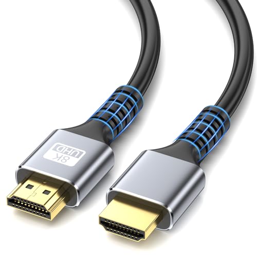 looyotul 8k Hdmi Kabel 3m Ultra High Speed HDMI 2.1 Kabel 4K@120Hz 8K@60Hz 48gbps Gold überzogener Stecker 3D eARC Ethernet HDMI Kabel für HDTV Monitor Laptop Roku TV Xbox PS4/PS5 (Silber)
