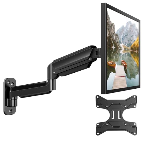 HUANUO Monitor Wandhalterung für 17-35 Zoll LED/LCD/TV Bildschirm, Monitor Halterung Wand mit VESA-Erweiterungssatz, Monitor Arm Wall Mount mit 360° Drehbar Gasdruckfeder Arm, VESA 75/100/200mm