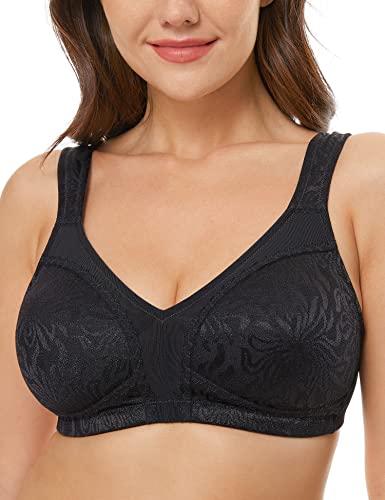 WingsLove Damen Damen Bügelloser minimizer BH,schwarz, UK 42D