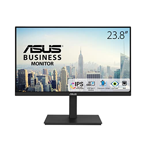 ASUS Business VA24ECPSN - 24 Zoll Full HD Monitor - 16:9 IPS Panel, 1920x1080, 75 Hz, Rahmenlos, ergonomisch - RJ45, DisplayPort, HDMI, USB-C mit 65W, USB-Hub