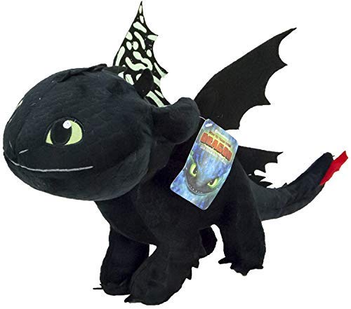 playbyplay HTTYD Dragons, How to Tran Your Dragon 3 Plüschtier Toothless Night Fury, Schwarz, 30 cm, leuchtet im Dunkeln