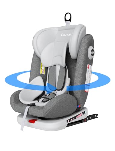 Fourward Baby Autositz 360° drehbar | ISOFIX | Ruheposition | Gruppe 0+1/2/3 | 9-36 kg | Kindersitz mit 5-Punkt-Sicherheitsgurt | Komfortabler Kinderautositz | Hohe Sicherheit | Einfache Installation