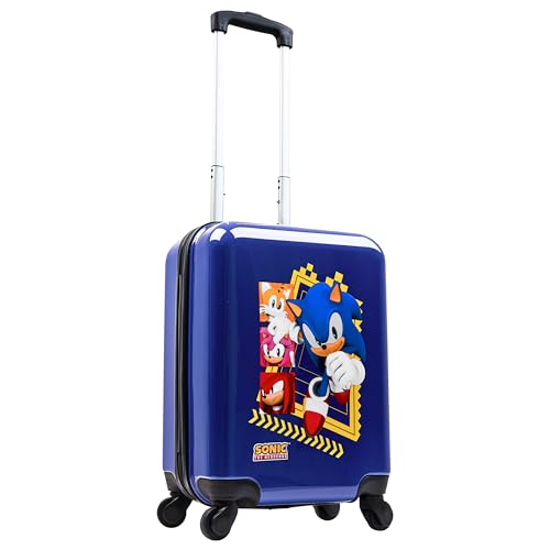 Sonic The Hedgehog Kinder Koffer, Reisekoffer mit Rollen, 49 x 33 x 22 cm, 30L, 4 Rollen, Geschenke für Kinder