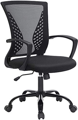 SONGMICS Bürostuhl, Schreibtischstuhl mit Netzbespannung, höhenverstellbarer Computerstuhl, 360° Drehstuhl, Wippfunktion, atmungsaktiv, Büro, Arbeitszimmer, bis 120 kg belastbar, schwarz, OBN22BK
