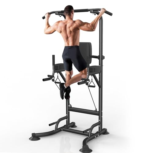 Dskeuzeew Power Tower Dip-Station Klimmzugstange Freistehend Multifunktion für power station Krafttraining im Home-Gym belastbar 150 kg