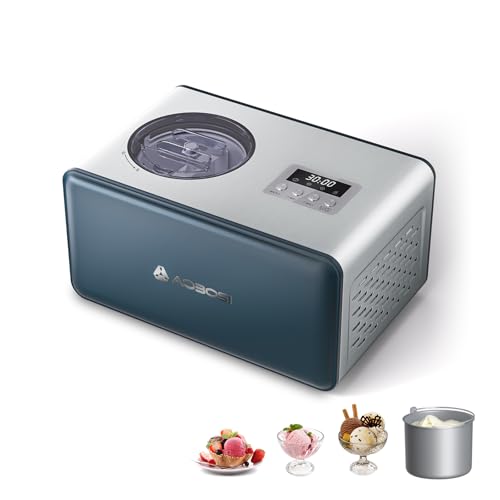 AOBOSI 2L Eismaschine mit 4 Modi, kein Vorgefrieren eismaschine mit kompressor, langlebige Kühltechnik, LCD-Bildschirm - Softeismaschine,Slush maschine,eismaschine