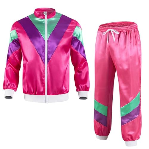 Funnity 80er 90er Jahre Outfit Herren Damen, 80er Jahre Trainingsanzug Fasching, 80er Jahre Outfit, Jogginganzug Karneval, Faschings Retro Trainingsanzug (XL)