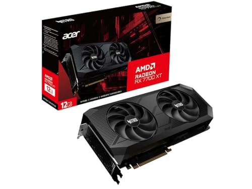 Acer Nitro AMD Radeon RX 7700 XT OC - 12GB VRAM GDDR6, HDMI, 3X DP - PCIe 4.0 - Dual Lüfter - Schwarz - Grafikkarte