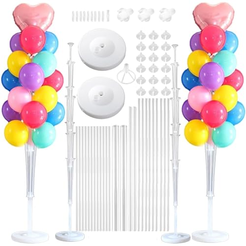 LUKIUP 2 Stück Balloon Stand Kit, 1.6 M Luftballons Halter, 63 Zoll Wiederverwendbarer Ballon Ständer, Luftballons Ständer Halter Dekoration für Geburtstag Hochzeit Weihnachten Halloween Party