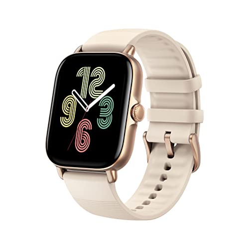 Amazfit GTS 3 42mm Smartwatch GPS Fitnessuhr mit AMOLED-Display, Überwachung von Herzfrequenz, SpO2, Schlaf, Stress, Zyklusüberwachung，Sportuhr mit über 150 Sportmodi，5ATM wasserdicht für Damen Herren